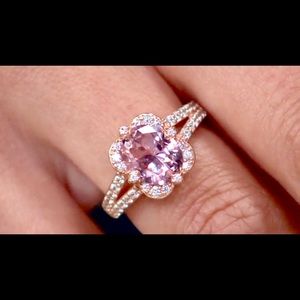 Diamonique morganite rose-gold ring